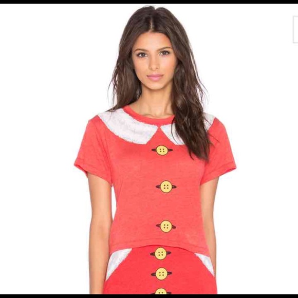 NWT Wildfox Mrs. Claus Crop Tee Red Small