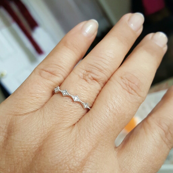 Cz sterling silver turkish band wedding love ring