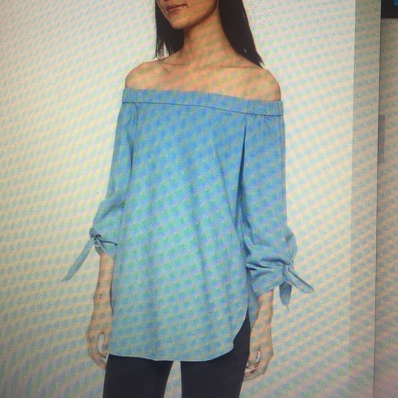 Tibi off the shoulder denim tunic