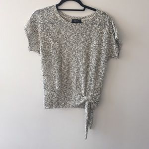 Heathered Gray Tie-Front Sweater