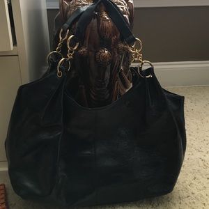 HOBO Navy Patent Crackle Leather Handbag