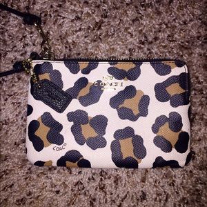 Real Coach Wristlet Coin Purse Leopard Print