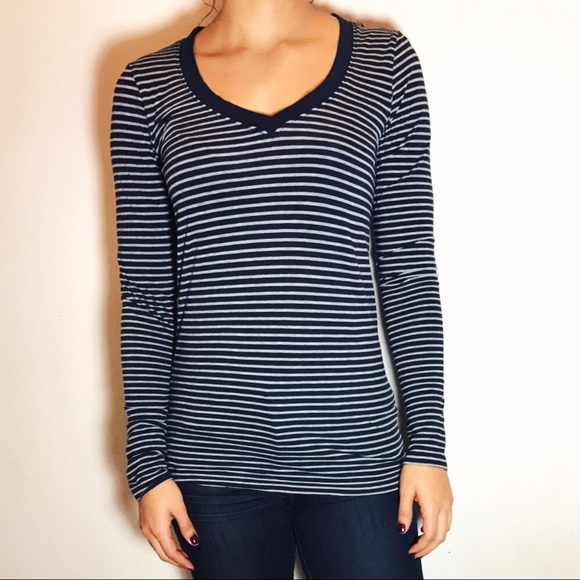 Vince Tops - VINCE Striped V-Neck Tee