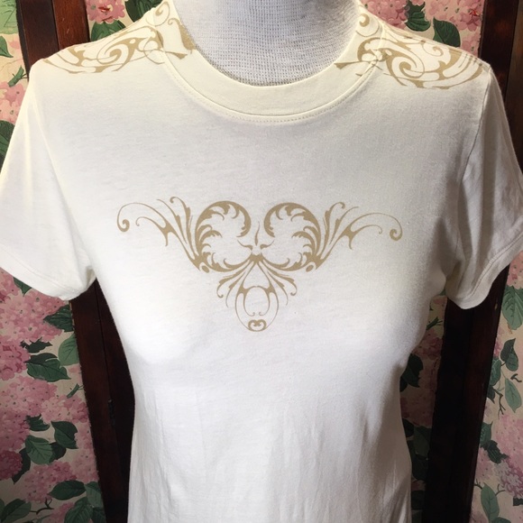 PrAna Tee shirt embellished ivory top size small - Picture 1 of 4