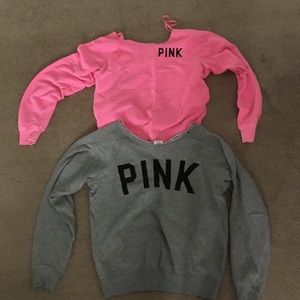 2 off the shoulder VS Pink sweatshirts