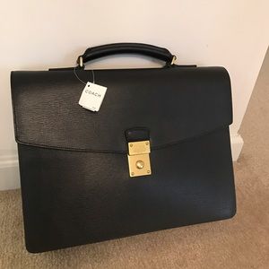 Black leather coach briefcase new with tags