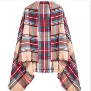 Red Classic Plaid Fringe Scarf