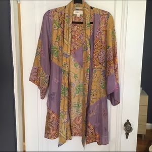 Lilka Anthropologie Silk Kimono Short Robe S/M