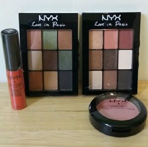 NYX 4-piece bundle - shadow palettes, lip, blush