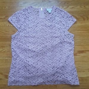 Liz Claiborne Lilac Lace Short Sleeve Top