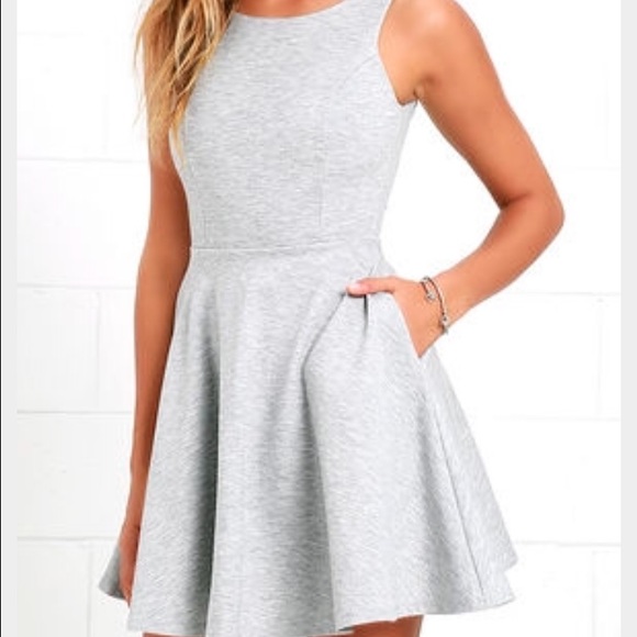Lulus wanderlust heather grey skater dress