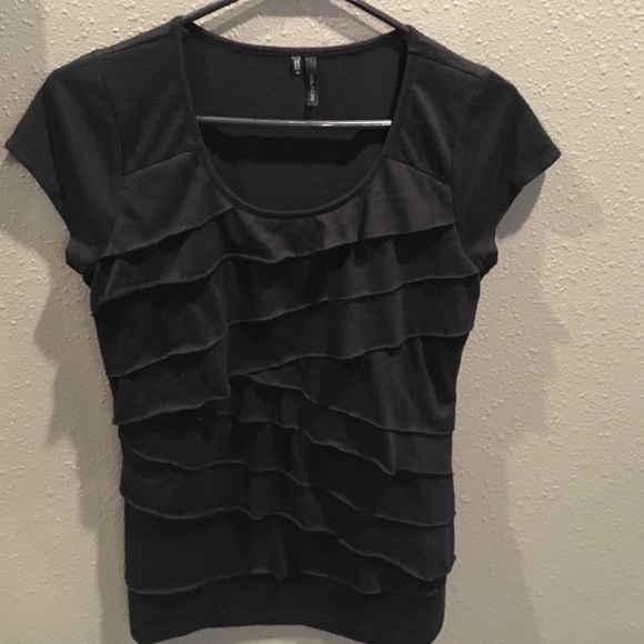 Ruffled black top