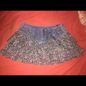 Jean and pattern mini skirt