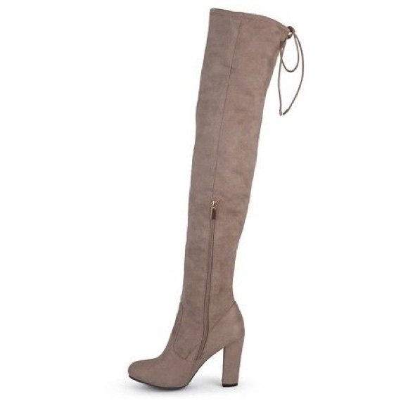 Over the knee taupe boots