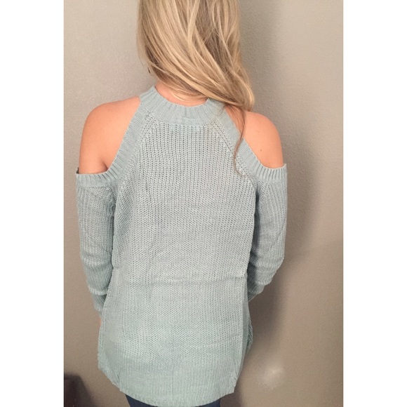 SALE⭐️LAST1•Sky Blue Cold Shoulder Sweater - Picture 4 of 4