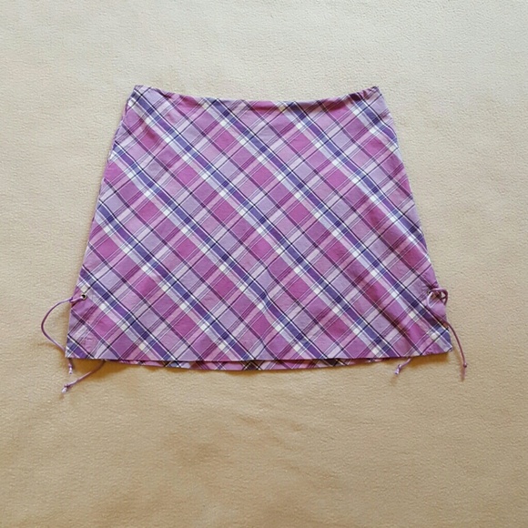 Exact Change purple plaid skirt.