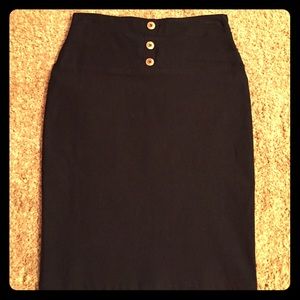 Black skirt with accent buttons