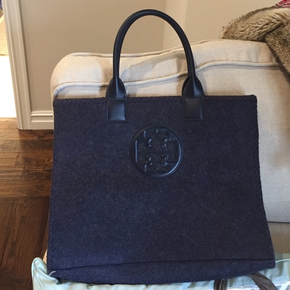 Tory Burch Navy Wool Ella Tote