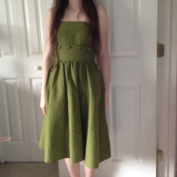 Anthropologie knee length green dress