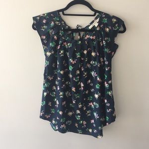 Tie-Back Flowered Blouse