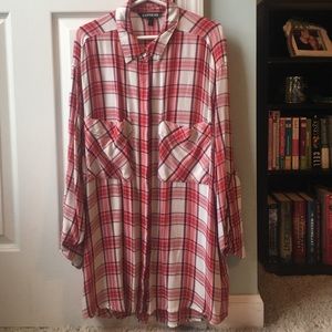 Express red/pink plaid flannel