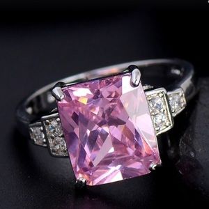 925 sterling silver pink and white CZ ring