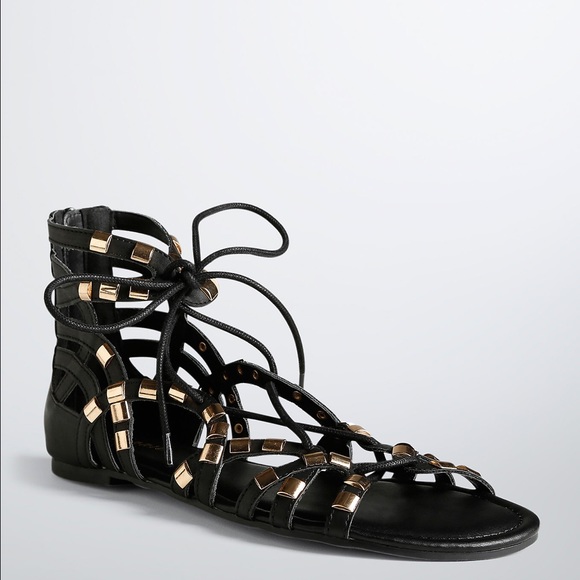Torrid black/gold lace up gladiator sandals 9 wide
