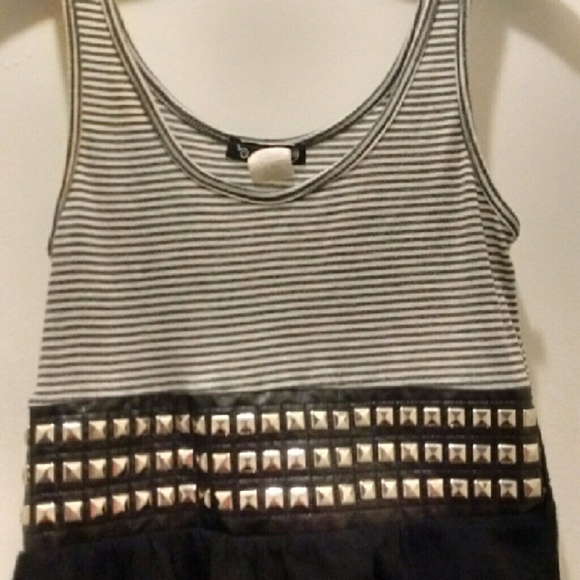 Black and white striped mini with studs