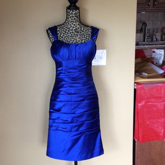 Bill Levkoff Blue Satin Formal Dress