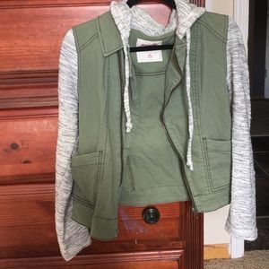 Green and gray fall jacket