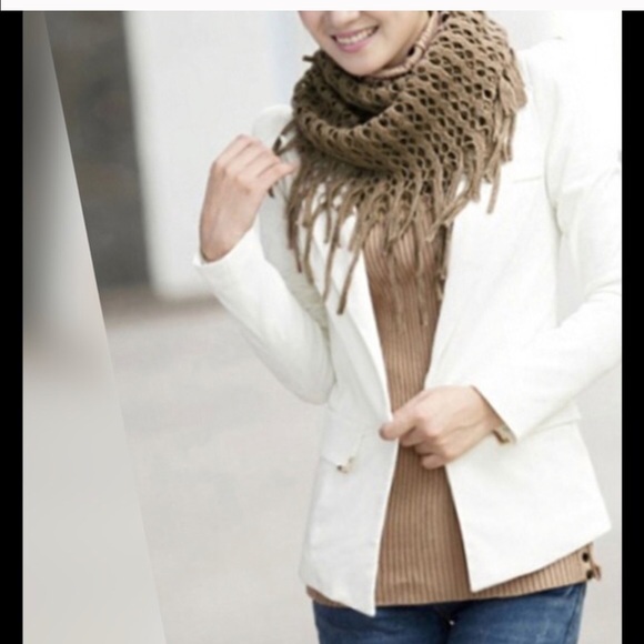 Cowl Neck Infinity Scarf  1 Black left, 1 Tan left
