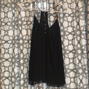 Black Naked Zebra razor button back blouse