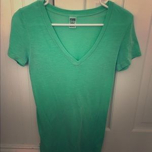 Pink  green v neck t shirt
