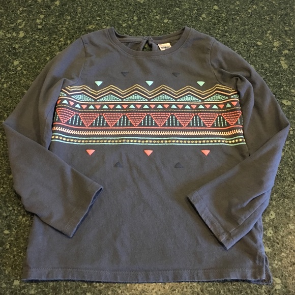 Girls Size 6 OshKosh Bgosh LS Dark Gray Shirt EUC - Picture 4 of 5