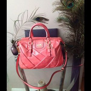 COACH PINK DIAGONAL PATENT JULIETTE SATCHEL