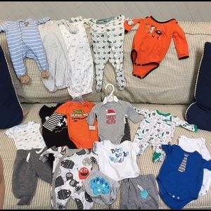 Box of 0-3 months baby boy clothes