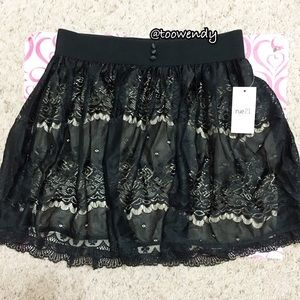 Rue21 Mini Eyelash Lace Layer Skater Skirt