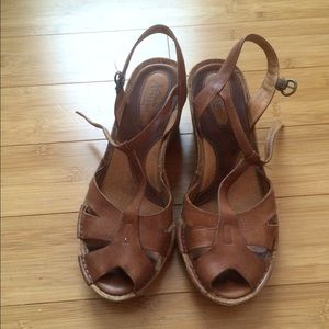 Clarks brown wedge sandals