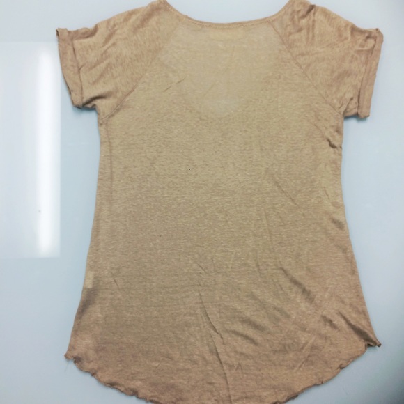 Zara Tan Linen Cuffed Top - Picture 3 of 6