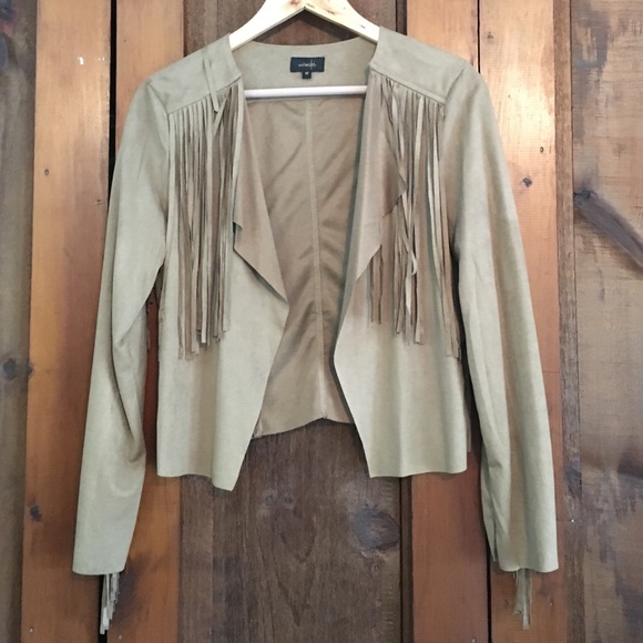 Super soft suede jacket with fringe