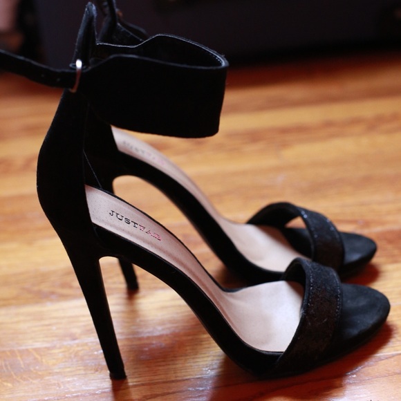 JustFab - Black Strappy Heels - "Leah"