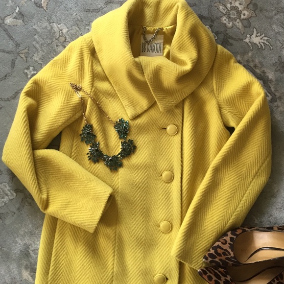 BB Dakota Yellow Herringbone Coat
