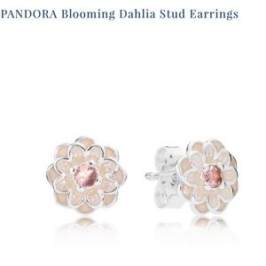 Pandora dahlia blooming flower stud earrings pink