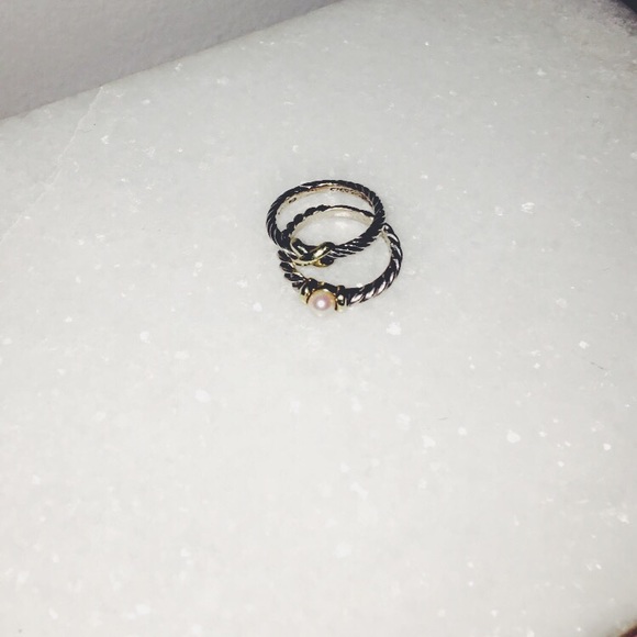 David Yurman 925 & Gold 'X' Stacking Ring - Picture 2 of 4