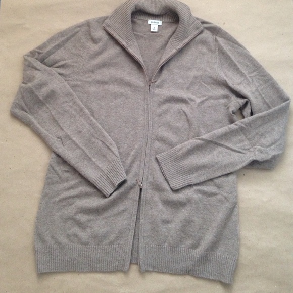 Dark tan double zipper cashmere cardigan