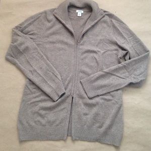 Dark tan double zipper cashmere cardigan