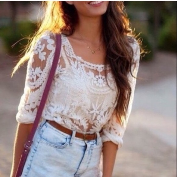 LAST ONE! Long Sleeve Lace Blouse - Picture 2 of 4