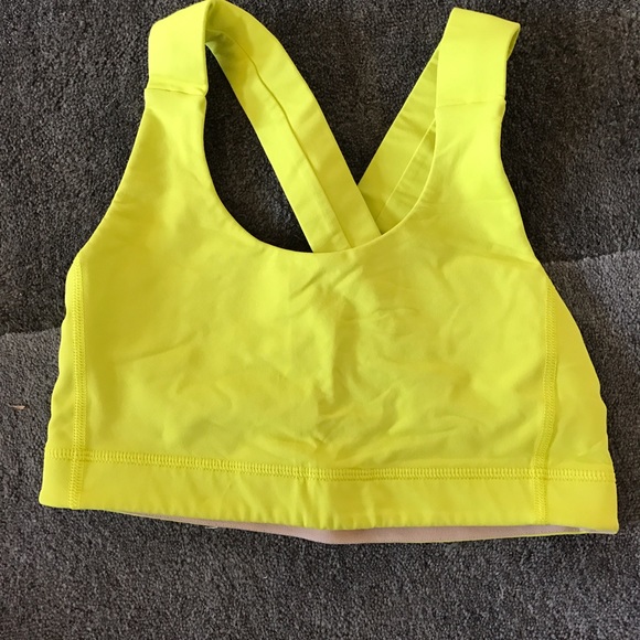 Neon yellow lulu lemon sports bra