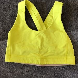 Neon yellow lulu lemon sports bra
