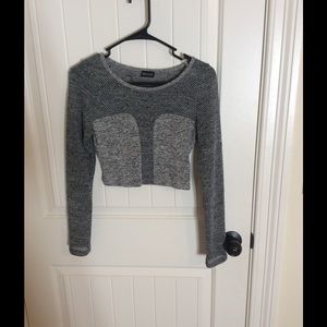 Gray Long Sleeve Crop Top
